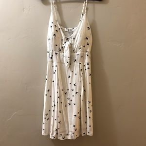 Cute, cotton sun dress with navy blue birds